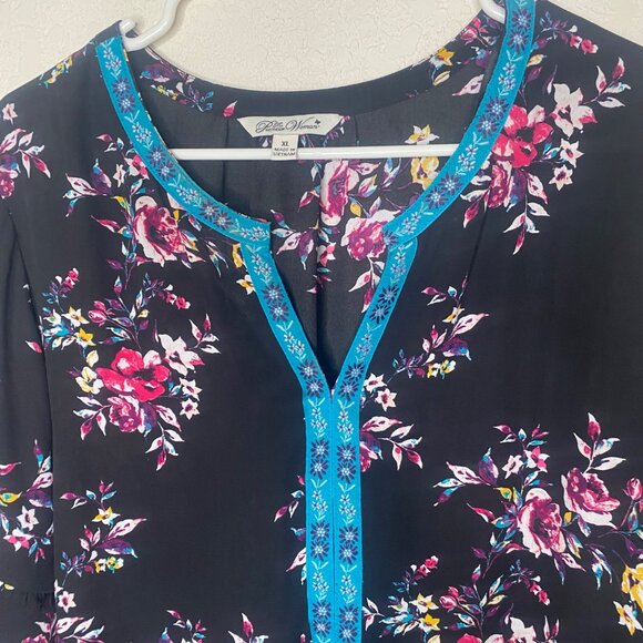 The Pioneer Woman‎ Boho Blouse  XL Floral Long Sleeves Peasant Flowy Lightweight - Picture 6 of 11